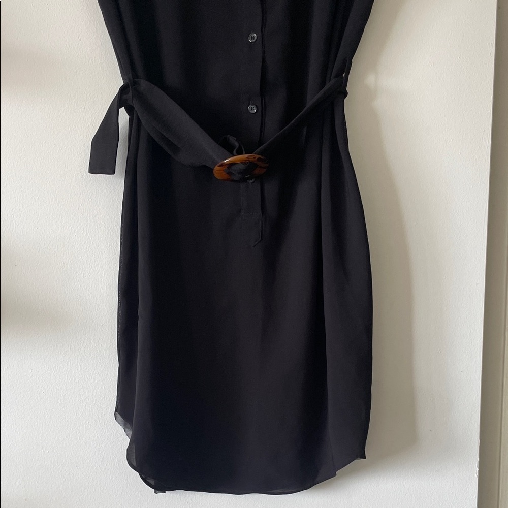 Chic Black Button-Down Mini Dress- Medium - image 3